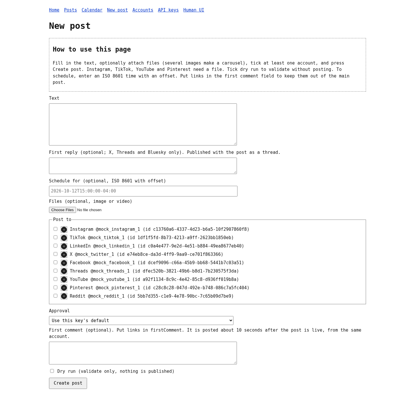 Agent view new post form