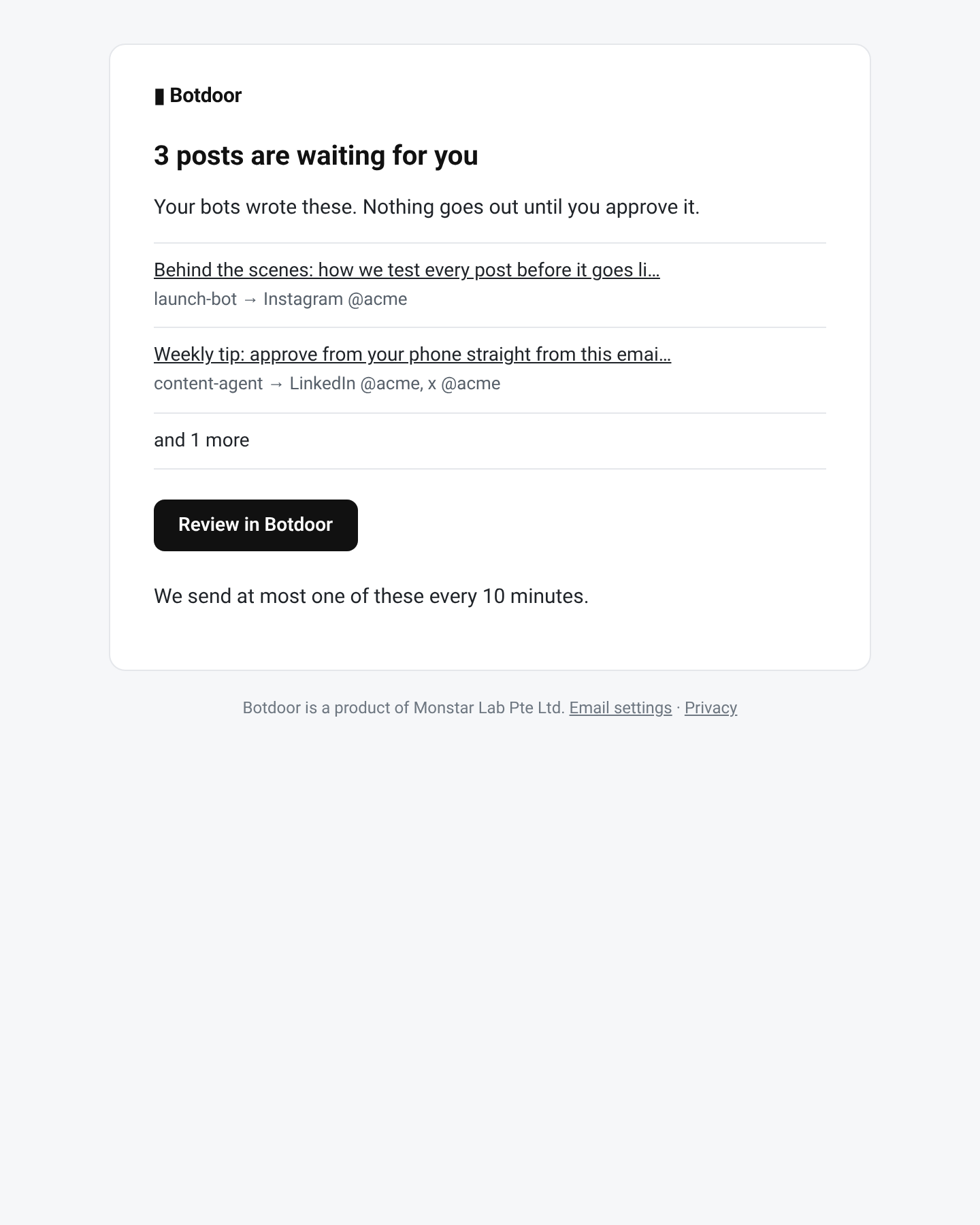 Approval request email