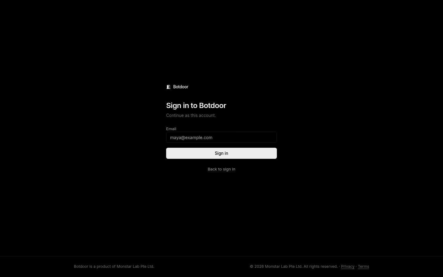 Opening the link: one button to sign in